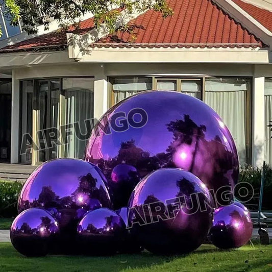 9piece/SET With Air Pump Inflatable Mirror Balls Inflatable Mirror Spheres for Party/Show/Commercial/Advertising/Shopping Mall Decoration(Purple Color)