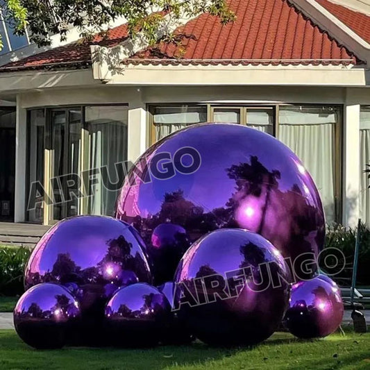 9piece/SET With Air Pump Inflatable Mirror Balls Inflatable Mirror Spheres for Party/Show/Commercial/Advertising/Shopping Mall Decoration(Purple Color)