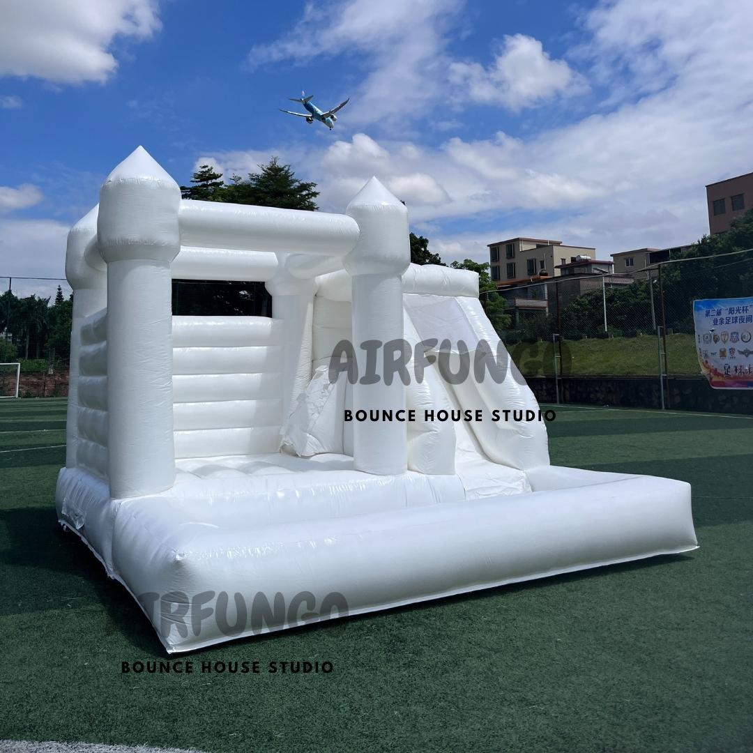 13ft White Bounce House Inflatable Jumping Castle Combo With Slide