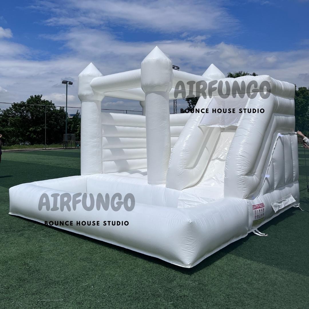 13ft White Bounce House Inflatable Jumping Castle Combo With Slide