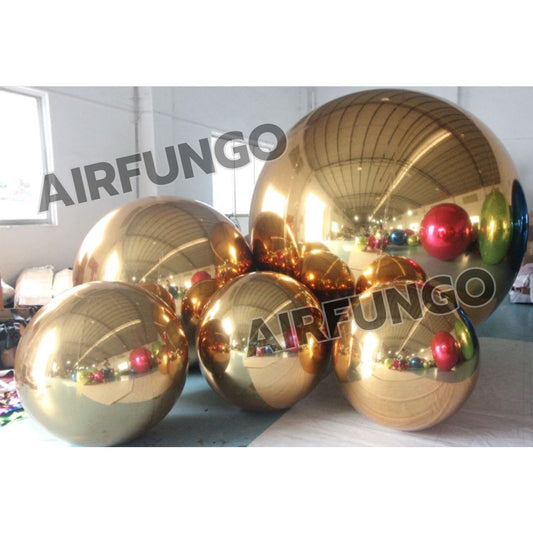 7piece/SET With Air Pump Inflatable Mirror Balls Inflatable Mirror Spheres for Party/Show/Commercial/Advertising/Shopping Mall Decoration(GOLD Color)