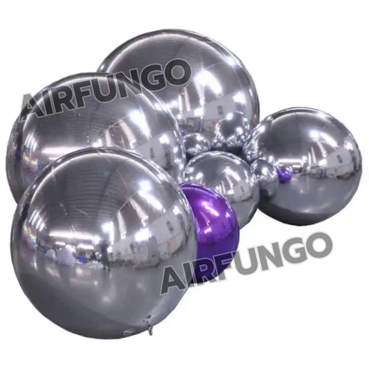7pcs/kit With Air Pump Inflatable Mirror Balls Inflatable Mirror Spheres for Party/Show/Commercial/Advertising/Shopping Mall Decoration(Silver Color)