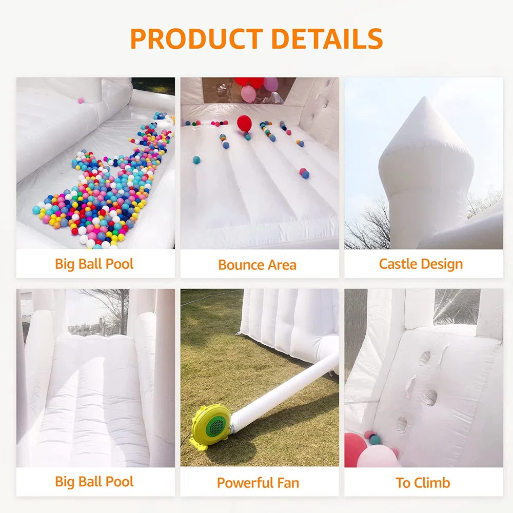 15' x 13' Oxford White Bounce House with Ball Pit & Slide & Air Blower