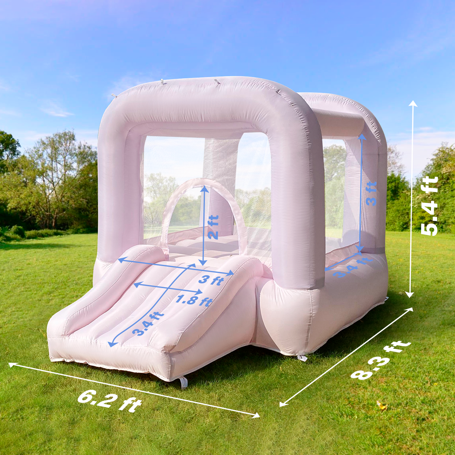 White Bounce House With Blower, Inflatable Bouncer Castle With Slide For Kids/toddler Indoor/outdoor Parties