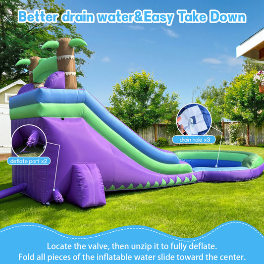 Inflatable Water Slide with Oversized Splash Pool for Kids 3-12, Oxford Fabric, Quick Setup & Drainage, 550W Blower & All Accessories for Indoor Outdoor Summer Party Fun