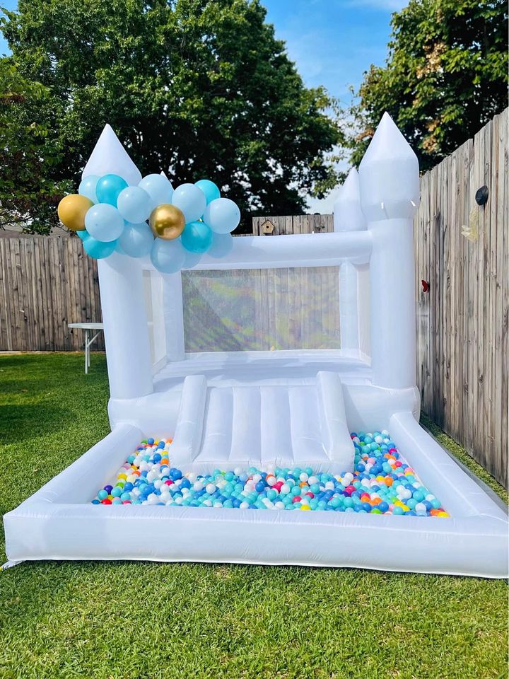 8x13ft Oxford White Bounce House With Ball Pit For Toddler