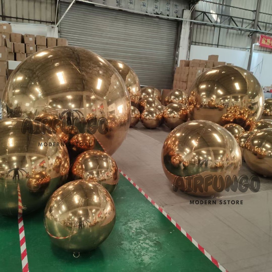 Inflatable Mirror Ball Inflatable Mirror Spheres for Party/Show/Commercial/Advertising/Shopping Mall Decoration(Gold Color)