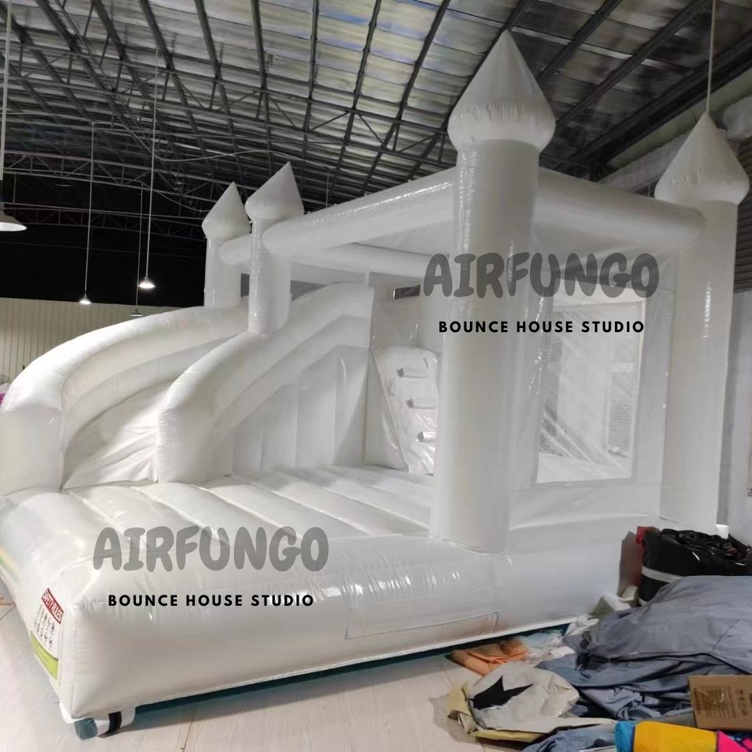 White Bounce House With Slide Combo Jumping Castle