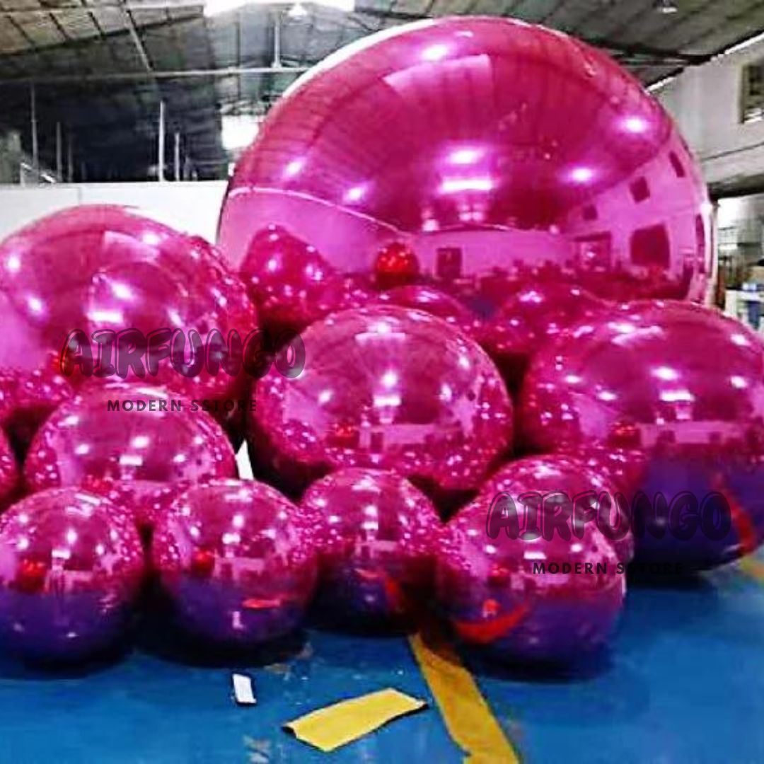 Inflatable Mirror Ball Inflatable Mirror Spheres for Party/Show/Commercial/Advertising/Shopping Mall Decoration(Hot Pink Color)