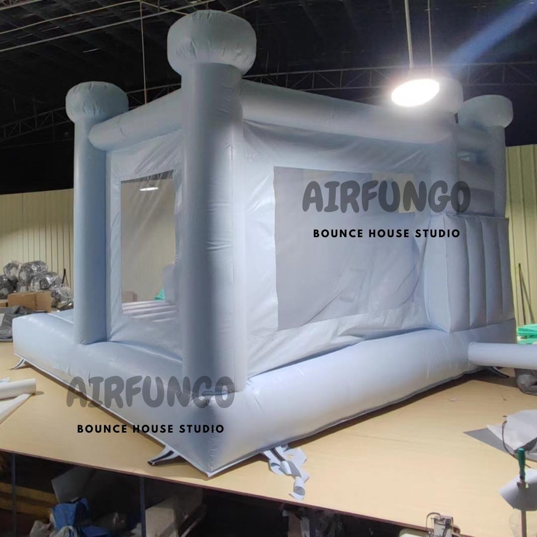 New Design Combo Bounce House WIth Slide White Bouncy Castle (Light Blue)