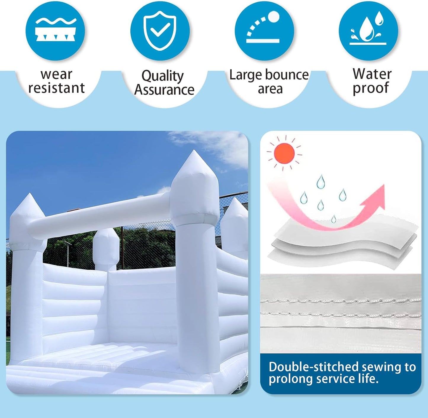 13' x 13' White Bounce House with Air Blower Oxford