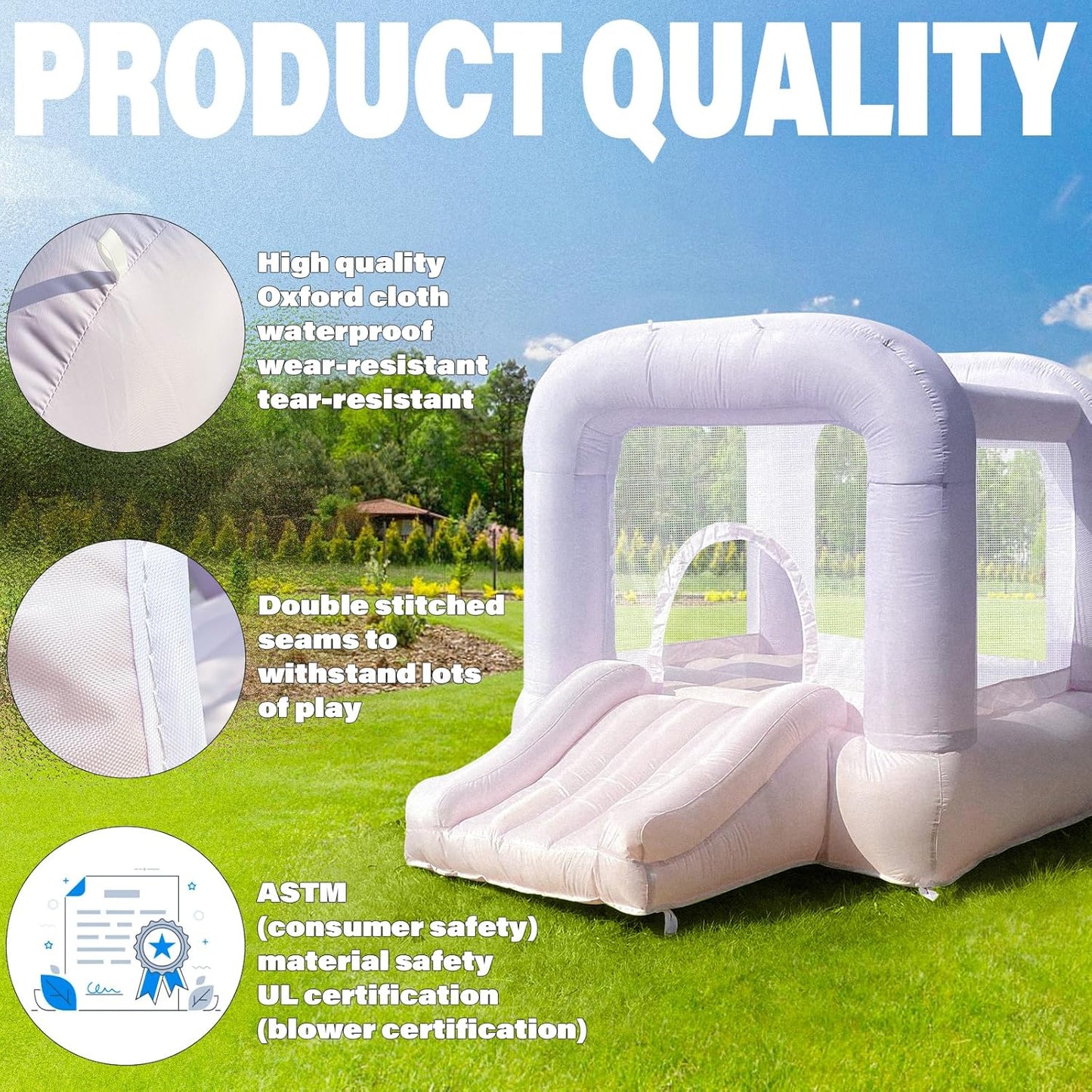 Pink Bounce House With Blower, Inflatable Bouncer Castle With Slide For Kids/toddler Indoor/outdoor Parties