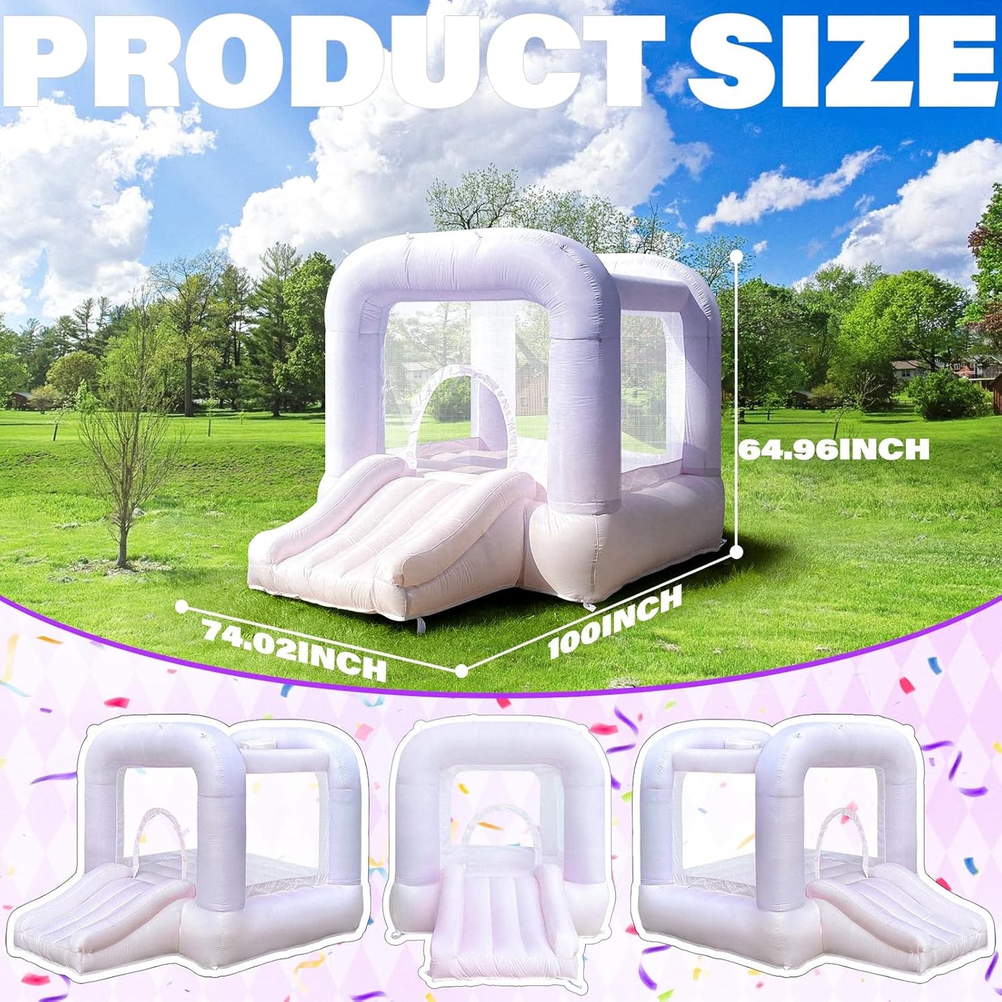 Pink Bounce House With Blower, Inflatable Bouncer Castle With Slide For Kids/toddler Indoor/outdoor Parties