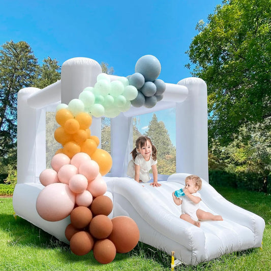 Mini White Bounce House Oxford With Slide For Kids/toddlers