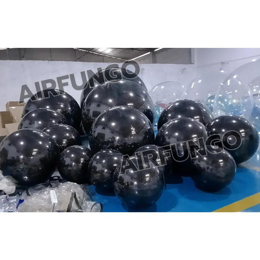 16pcs/kit With Air Pump Inflatable Mirror Balls Inflatable Mirror Spheres for Party/Show/Commercial/Advertising/Shopping Mall Decoration(Black Color)