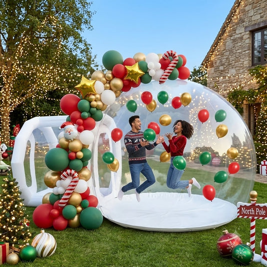 10FT Inflatable Bubble House with 6FT Tunnel, Clear Transparent Bubble Dome Tent with 550W Blower & 500W Air Pump for Christmas, Birthday Parties, Weddings & Outdoor Events