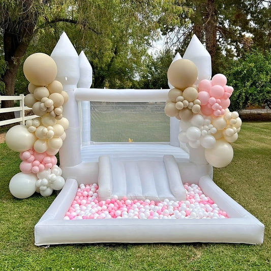 8x13ft Oxford White Bounce House With Ball Pit For Toddler
