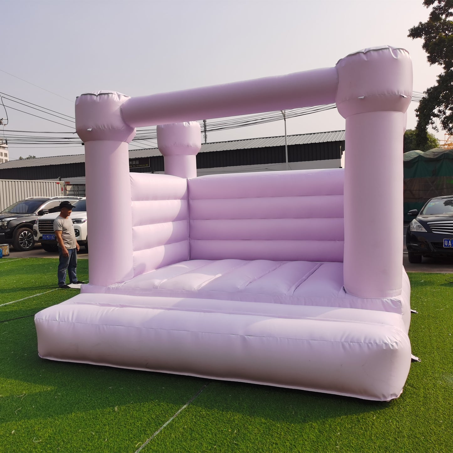 Flat Top Purple White Bounce House