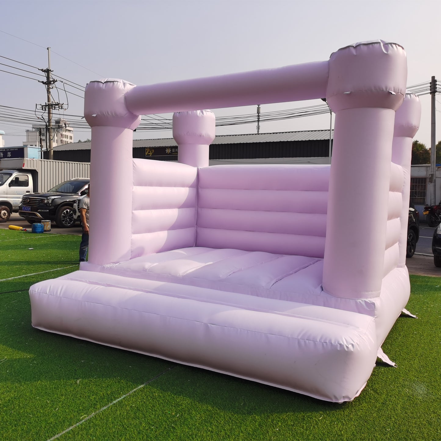 Flat Top Purple White Bounce House