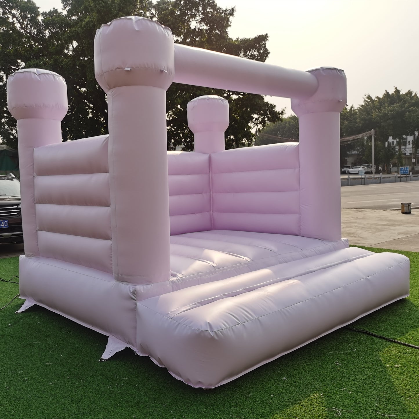 Flat Top Purple White Bounce House