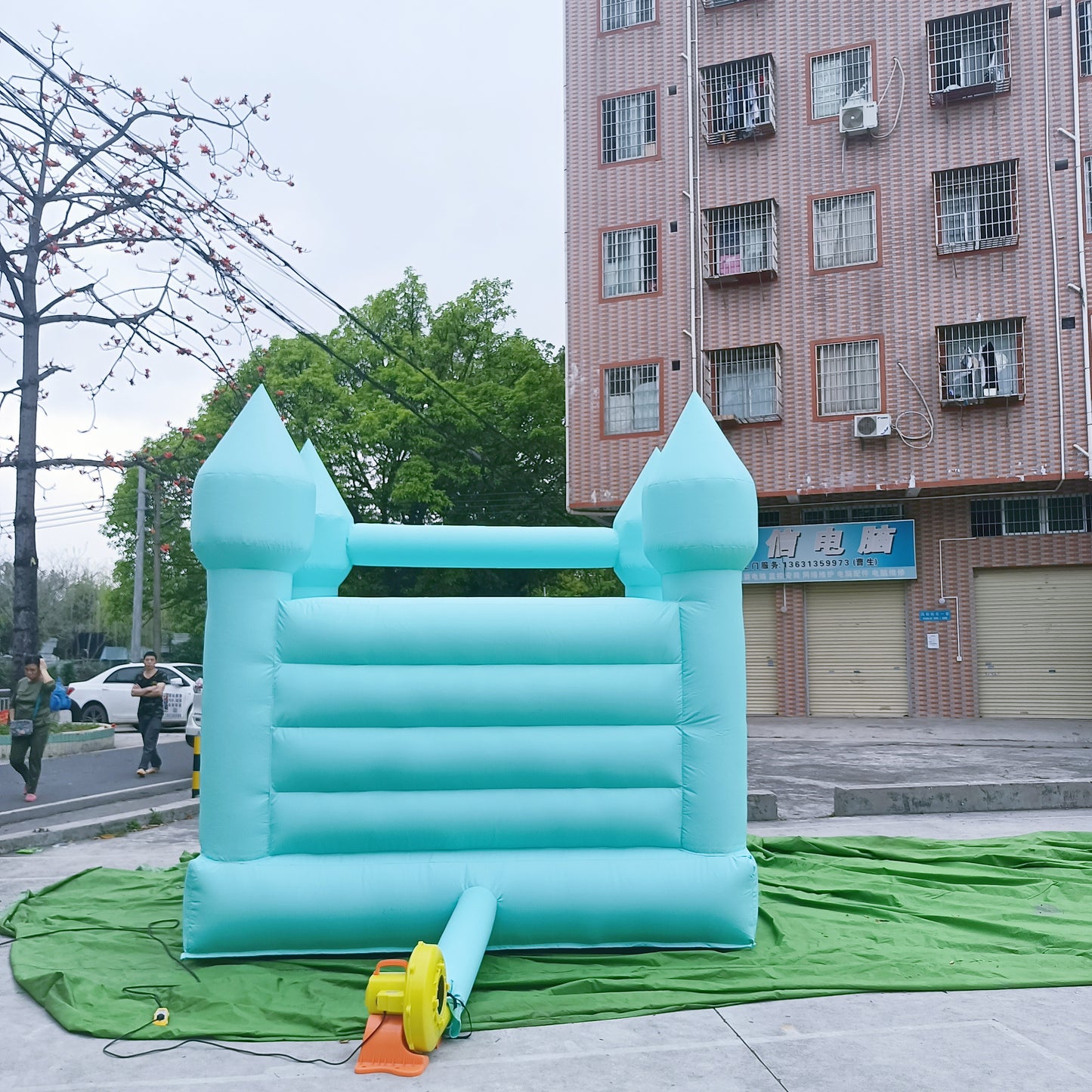 Tiffany Blue White Bounce House