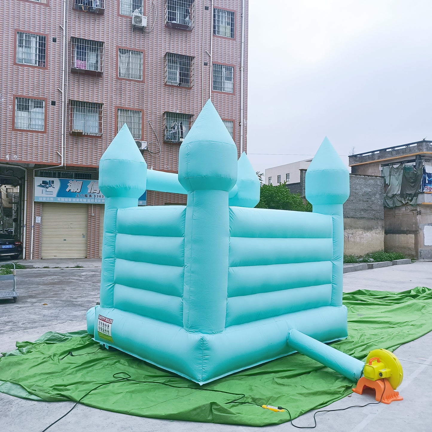 Tiffany Blue White Bounce House
