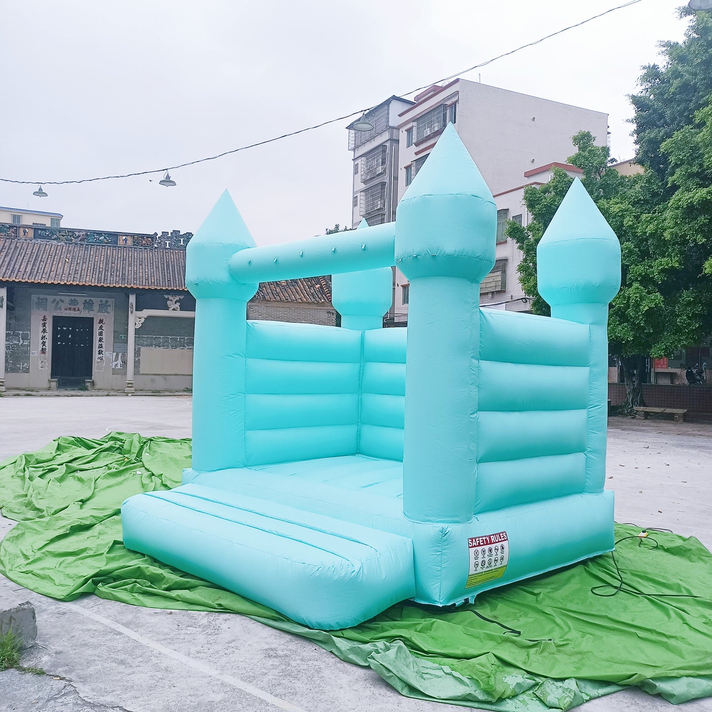 Tiffany Blue White Bounce House