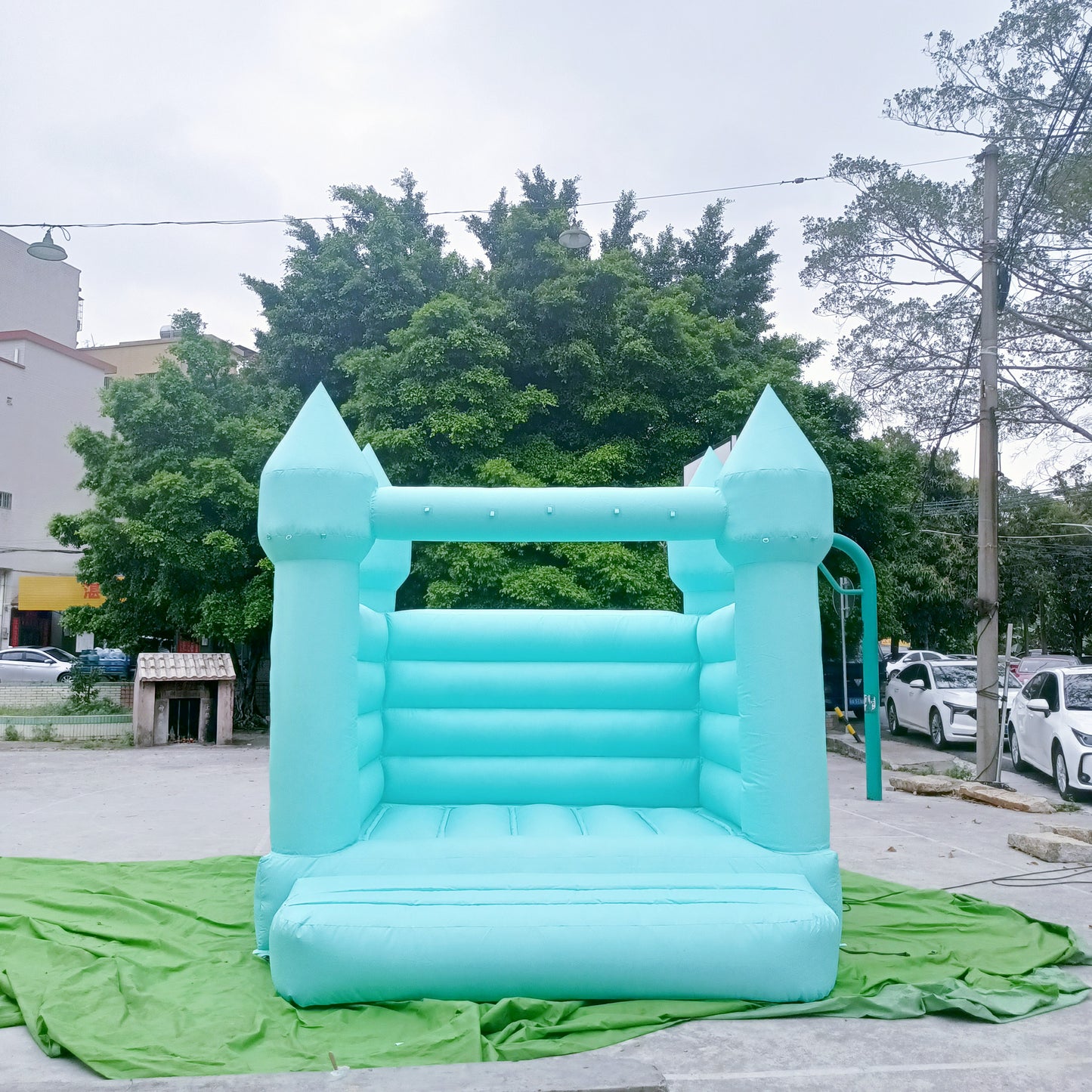 Tiffany Blue White Bounce House