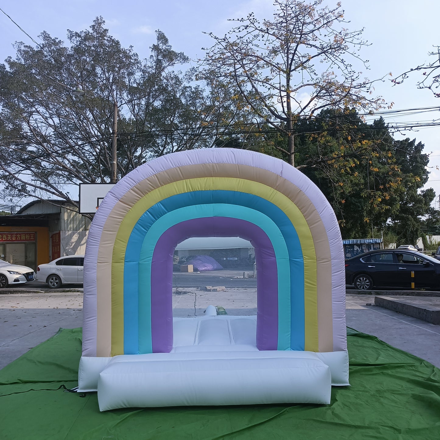 10x8ft rainbow bouncy castle inflatable white bounce house