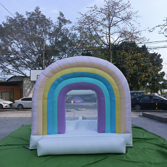 10x8ft rainbow bouncy castle inflatable white bounce house