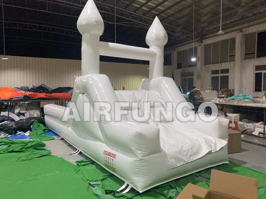 Modern Slide Inflatable White Bounce House With Slide