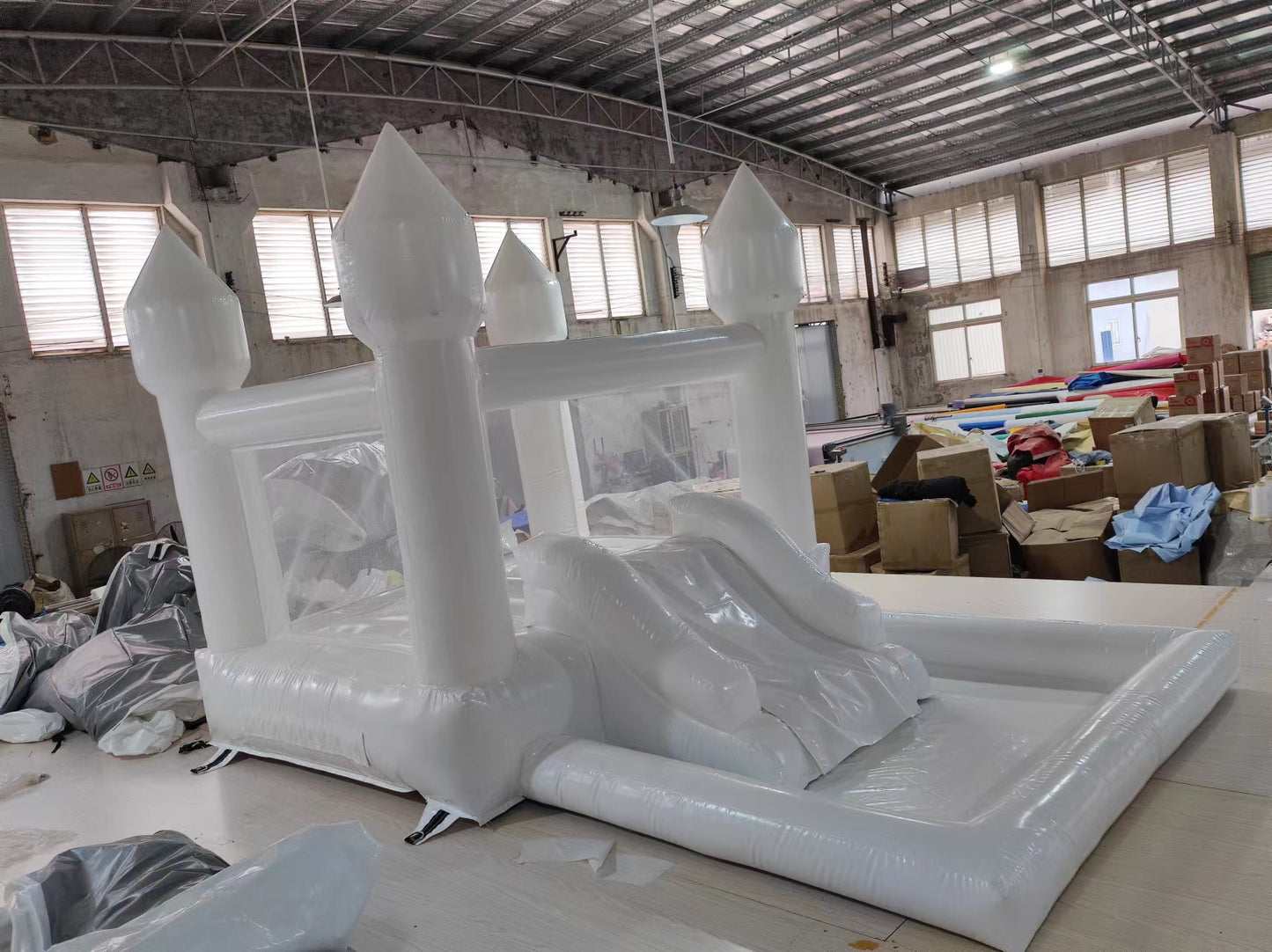 13x8ft 3 in 1 inflatable white bounce house commercial grade