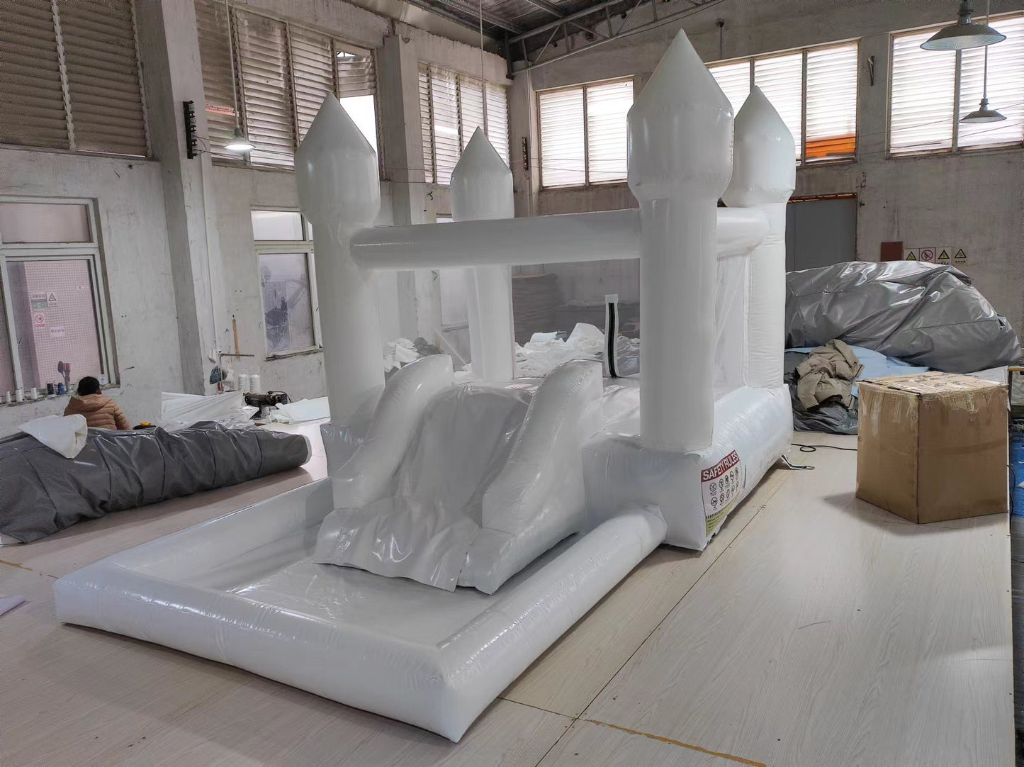 13x8ft 3 in 1 inflatable white bounce house commercial grade