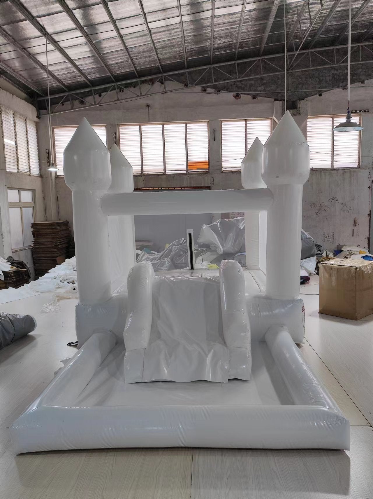 13x8ft 3 in 1 inflatable white bounce house commercial grade