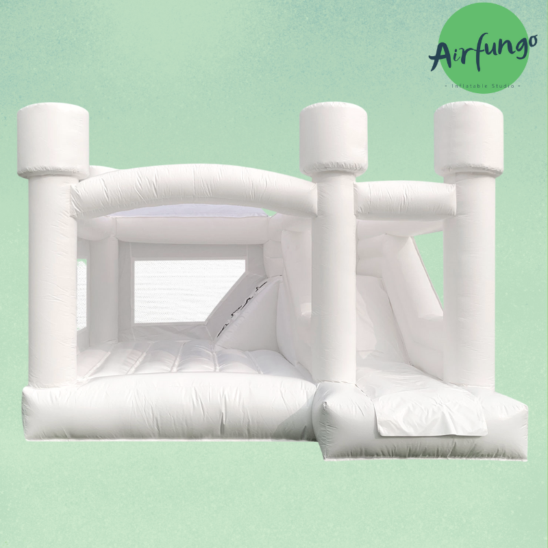 White Bounce House Flat Top With Slide