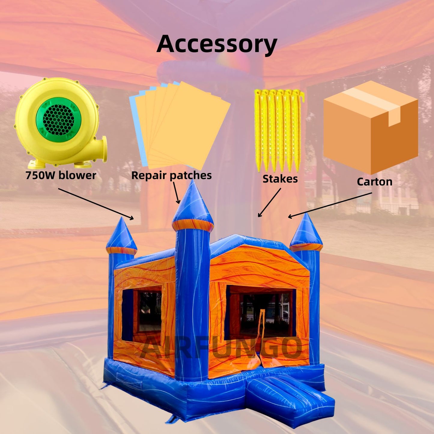 10x11ft Inflatable Bouncy Castle Marble Color Jumper