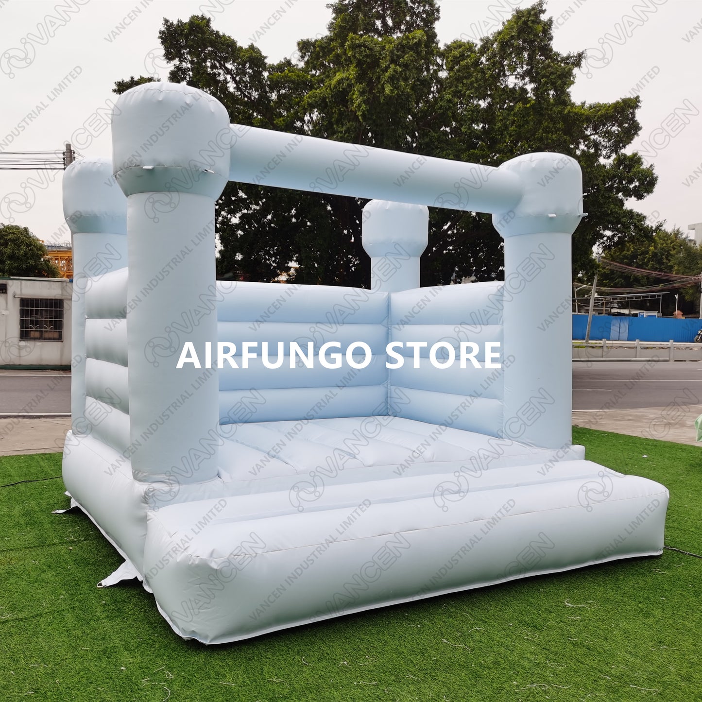 10x10x8ft pastel blue color white bouncy castle bounce house