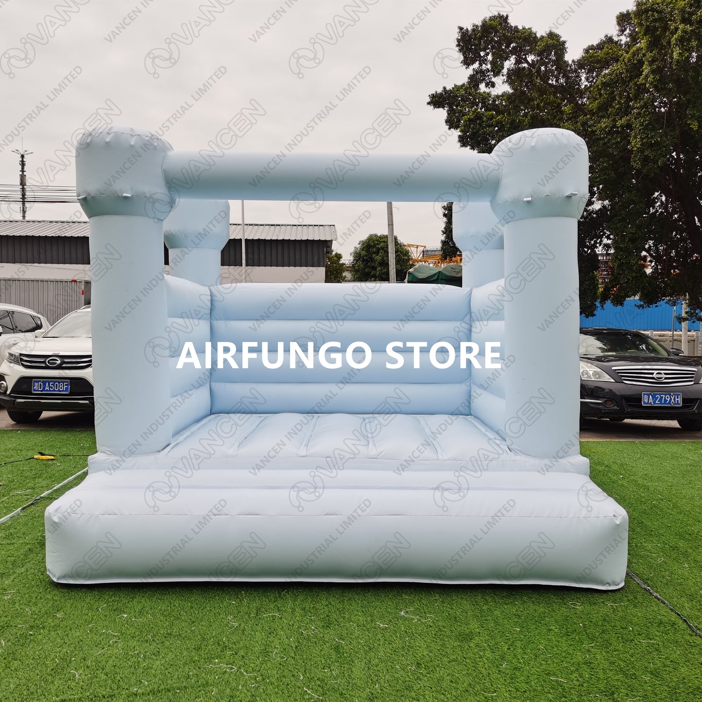 10x10x8ft pastel blue color white bouncy castle bounce house