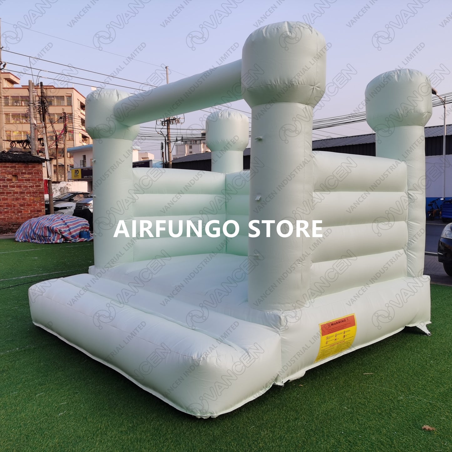 10x10ft mini Mint Color White bounce house with blower