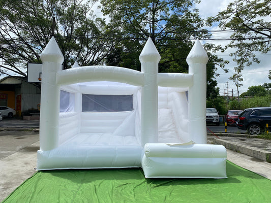 White Bounce House With Slide Combo For Sale