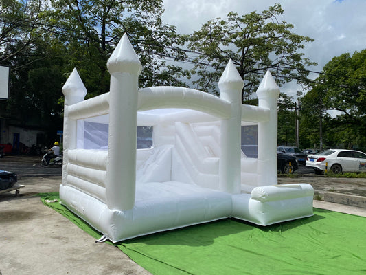 White Bounce House With Slide Combo For Sale