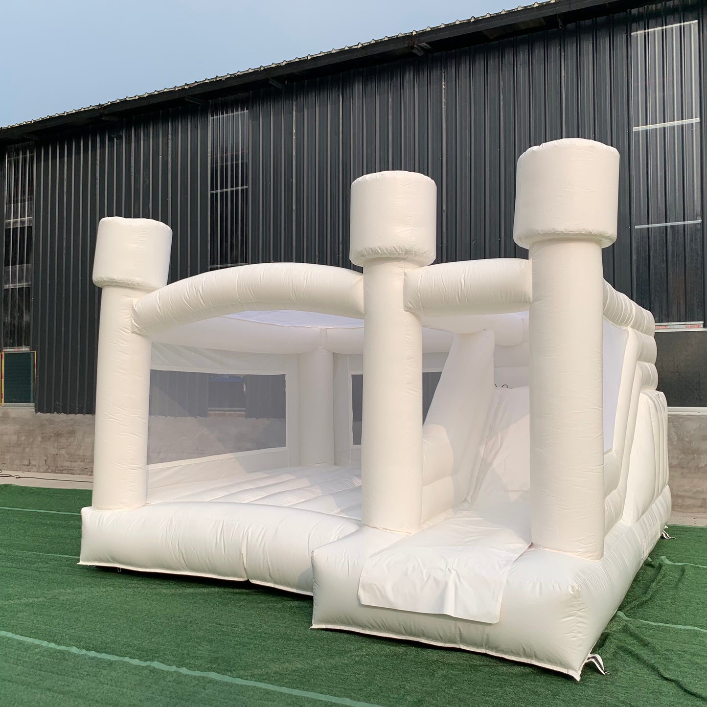 White Bounce House Flat Top With Slide