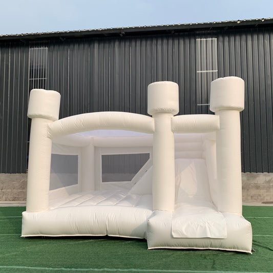 White Bounce House Flat Top With Slide