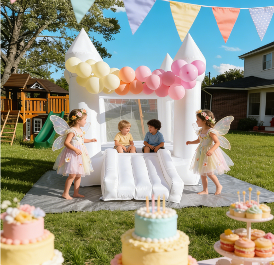 ✨Airfungo White Bounce House – Dreamy Fun for Your Little Royals!✨