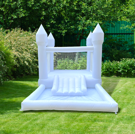 NEW ARRIVALS🎈13x8x8ft soft play white bounce house is ready!