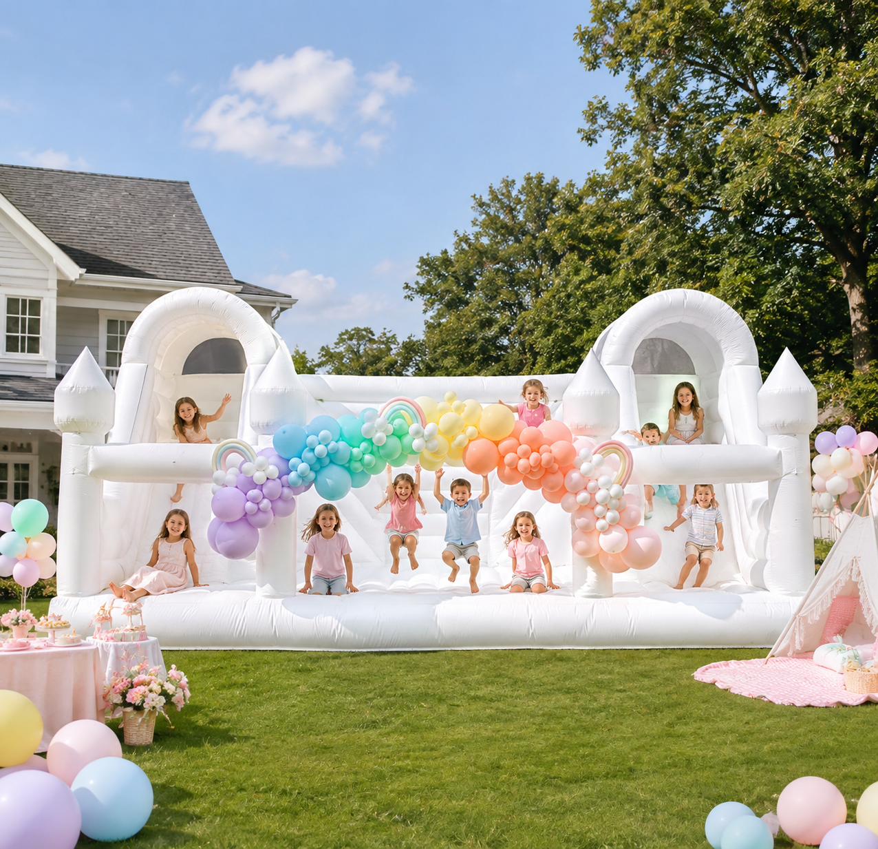 Customize White Bounce House