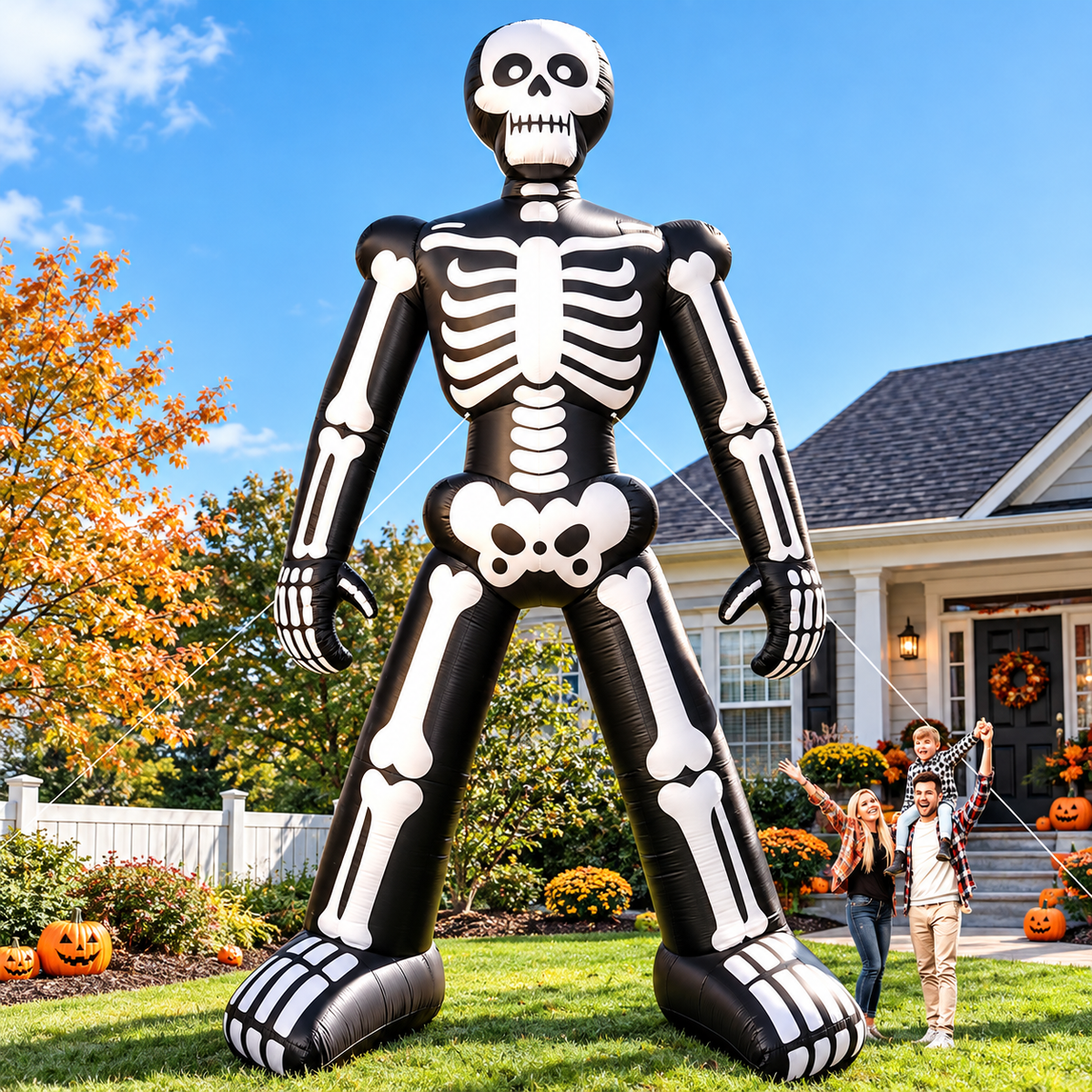26FT Giant Halloween Inflatable Skeleton Decoration, Light Not Included Yard Outdoor Decor with 480W Blower, Waterproof Inflatable Halloween Decorations for Lawn Garden Party, Holiday Festival