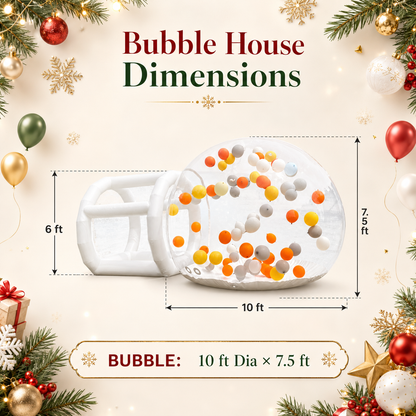 10FT Inflatable Bubble House with 6FT Tunnel, Clear Transparent Bubble Dome Tent with 550W Blower & 500W Air Pump for Christmas, Birthday Parties, Weddings & Outdoor Events