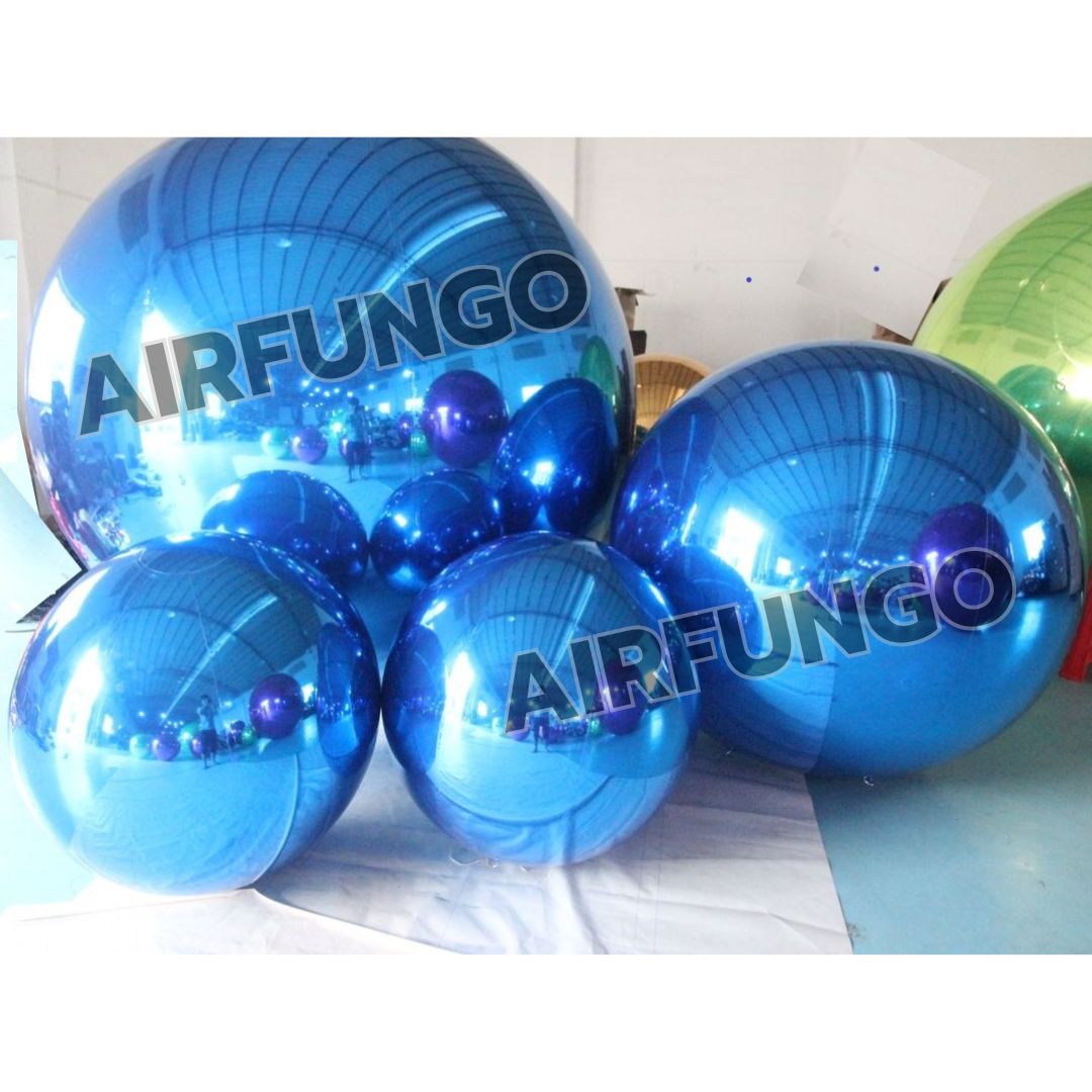 5piece/SET With Air Pump Inflatable Mirror Balls Inflatable Mirror Spheres for Party/Show/Commercial/Advertising/Shopping Mall Decoration(Blue Color)