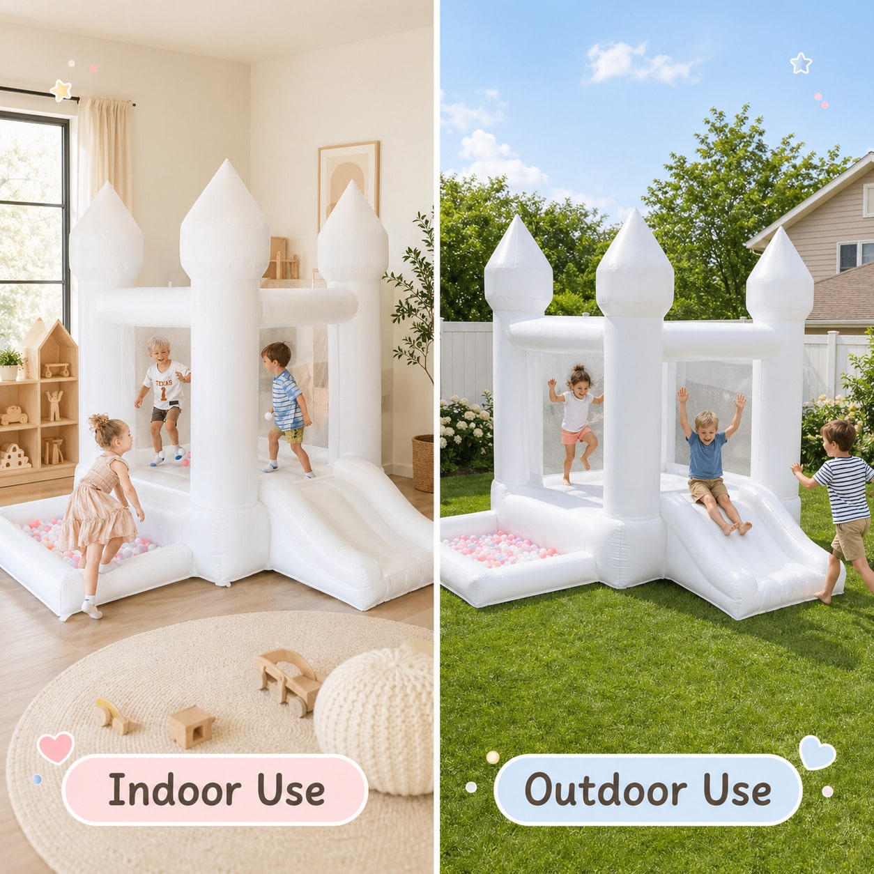 AIRFUNGO Classic 9x9x7FT White Bounce House with Slide & Ball Pit